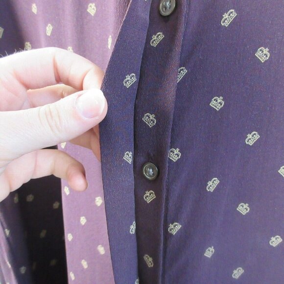 Club Monaco 100% Silk Button Down Long Sleeve Shirt Women's Maroon Formal 86 - Picture 5 of 11